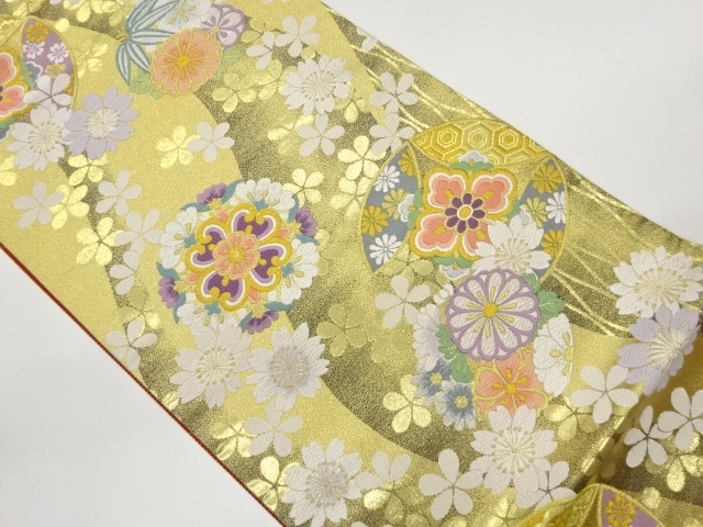 JAPANESE FUKURO OBI / WOVEN FLOWER CREST